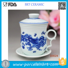 Tasse en porcelaine de vente chaude chinoise avec couvercle en céramique